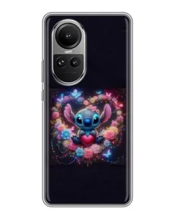 Чехол для OPPO Reno 10 Pro с картинкой «Stitch в цветах»