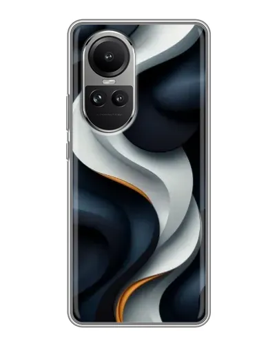 Чехол для OPPO Reno 10 Pro с картинкой «Объемные черно-белые ленты»