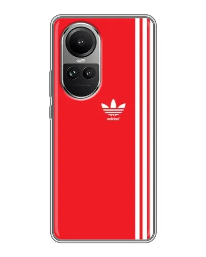 Чехол для OPPO Reno 10 с картинкой «Красный минимализм Adidas»