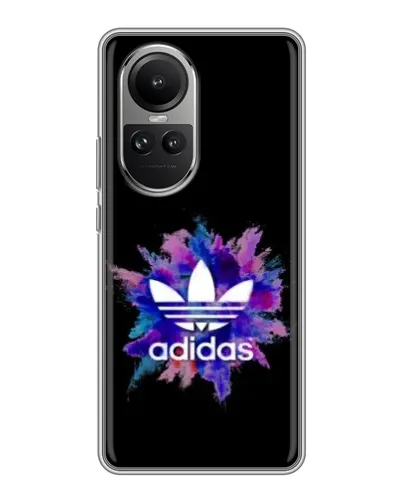Чехол для OPPO Reno 10 с картинкой «Взрыв красок Adidas»