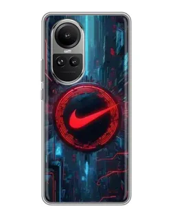 Чехол для OPPO Reno 10 с картинкой «Техногенный стиль Nike»