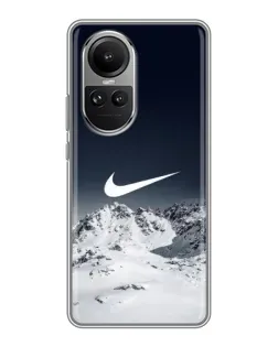 Чехол для OPPO Reno 10 с картинкой «Nike — зимние горы»