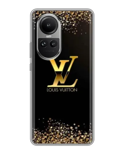 Чехол для OPPO Reno 10 с картинкой «LV — золотые искры»
