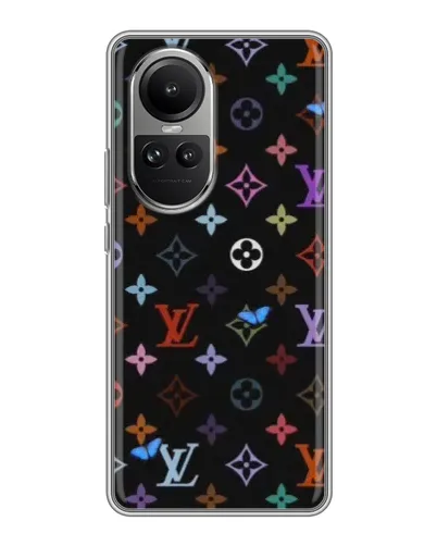 Чехол для OPPO Reno 10 с картинкой «Цветная монограмма LV»