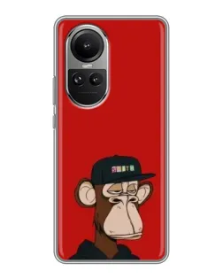 Чехол для OPPO Reno 10 с картинкой «Bored Ape — красный фон»