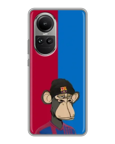 Чехол для OPPO Reno 10 с картинкой «Bored Ape — фанат Барсы» Чехол для OPPO Reno 10 с картинкой «Bored Ape — фанат Барсы»