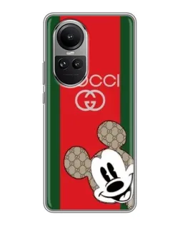 Чехол для OPPO Reno 10 с картинкой «Gucci — полосы и Микки»