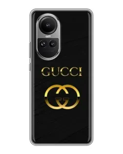 Чехол для OPPO Reno 10 с картинкой «Золотой логотип Gucci»