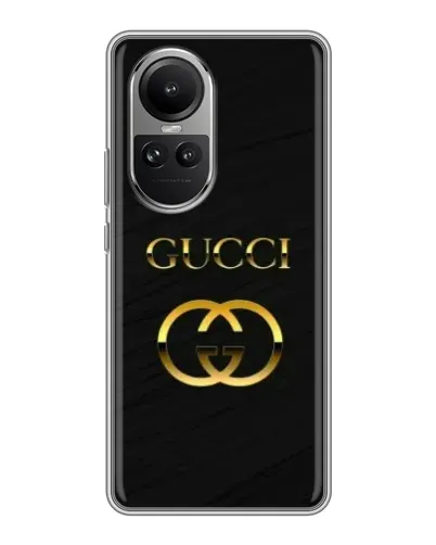 Чехол для OPPO Reno 10 с картинкой «Золотой логотип Gucci»