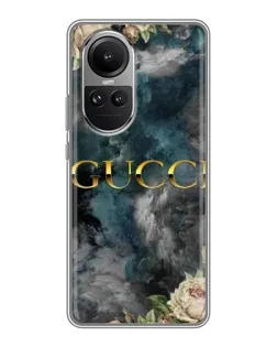 Чехол для OPPO Reno 10 с картинкой «Абстрактные цветы Gucci»