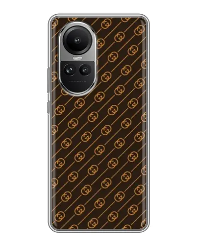 Чехол для OPPO Reno 10 с картинкой «Gucci — золотые диагонали»