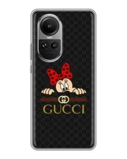 Чехол для OPPO Reno 10 с картинкой «Минни Маус Gucci — черный»
