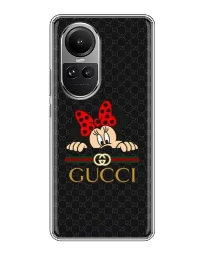 Чехол для OPPO Reno 10 с картинкой «Минни Маус Gucci — черный»