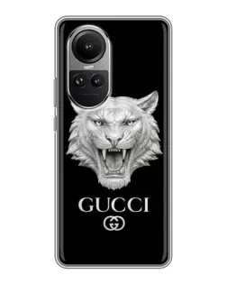 Чехол для OPPO Reno 10 с картинкой «Gucci — серебряный лев» Чехол для OPPO Reno 10 с картинкой «Gucci — серебряный лев»