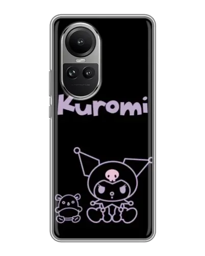 Чехол для OPPO Reno 10 с картинкой «Kuromi — черный минимализм»