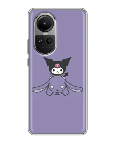 Чехол для OPPO Reno 10 с картинкой «Kuromi на лиловом фоне»