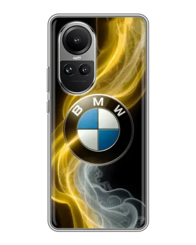 Чехол для OPPO Reno 10 с картинкой «Золотистый дым BMW»