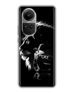 Чехол для OPPO Reno 10 с картинкой «BMW и лев»