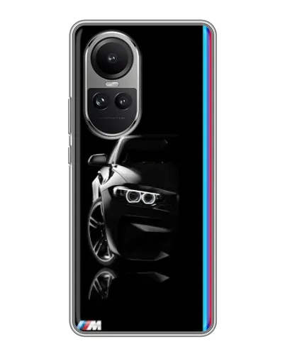 Чехол для OPPO Reno 10 с картинкой «Силуэт BMW в темноте»