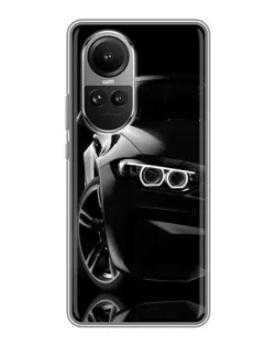 Чехол для OPPO Reno 10 с картинкой «Черная BMW — профиль»