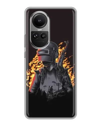 Чехол для OPPO Reno 10 с картинкой «PUBG — огненный силуэт» Чехол для OPPO Reno 10 с картинкой «PUBG — огненный силуэт»