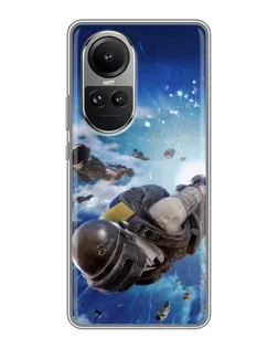 Чехол для OPPO Reno 10 с картинкой «Десант PUBG — прыжок»