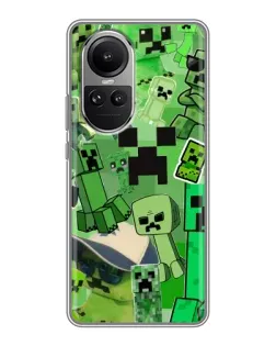 Чехол для OPPO Reno 10 с картинкой «Криперы Minecraft»