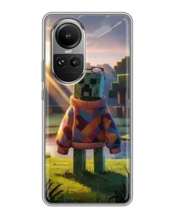 Чехол для OPPO Reno 10 с картинкой «Крипер в свитере»