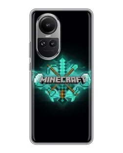Чехол для OPPO Reno 10 с картинкой «Minecraft Diamond лого»