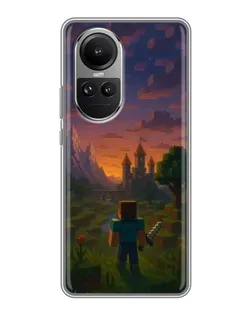 Чехол для OPPO Reno 10 с картинкой «Стив у башни»