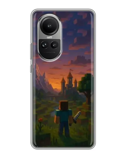 Чехол для OPPO Reno 10 с картинкой «Стив у башни» Чехол для OPPO Reno 10 с картинкой «Стив у башни»