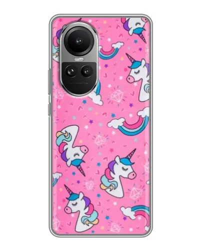 Чехол для OPPO Reno 10 с картинкой «Unicorn паттерн розовый» Чехол для OPPO Reno 10 с картинкой «Unicorn паттерн розовый»