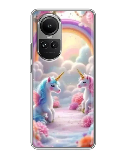 Чехол для OPPO Reno 10 с картинкой «Радуга и единороги» Чехол для OPPO Reno 10 с картинкой «Радуга и единороги»