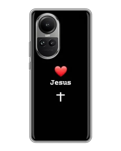 Чехол для OPPO Reno 10 с картинкой «Сердце - Jesus» Чехол для OPPO Reno 10 с картинкой «Сердце - Jesus»