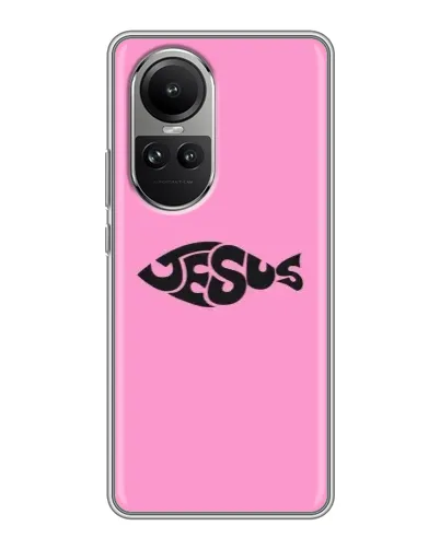 Чехол для OPPO Reno 10 с картинкой «Розовый символ Jesus» Чехол для OPPO Reno 10 с картинкой «Розовый символ Jesus»