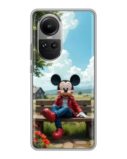 Чехол для OPPO Reno 10 с картинкой «Микки на скамейке»
