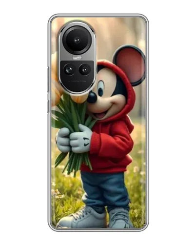 Чехол для OPPO Reno 10 с картинкой «Микки с тюльпанами» Чехол для OPPO Reno 10 с картинкой «Микки с тюльпанами»