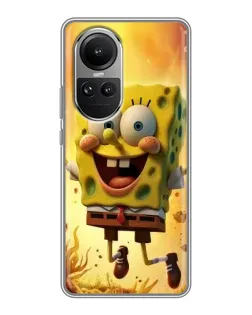 Чехол для OPPO Reno 10 с картинкой «Губка Боб прыгает»