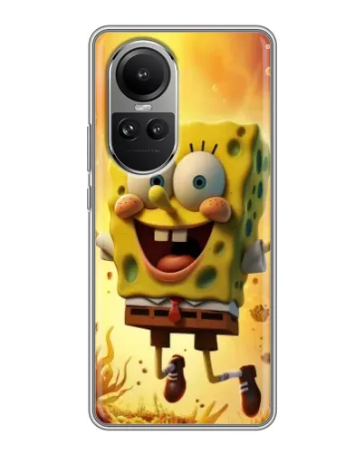 Чехол для OPPO Reno 10 с картинкой «Губка Боб прыгает»