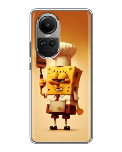 Чехол для OPPO Reno 10 с картинкой «Губка Боб повар»