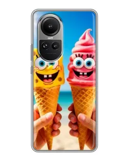 Чехол для OPPO Reno 10 с картинкой «Спанч Боб мороженое»