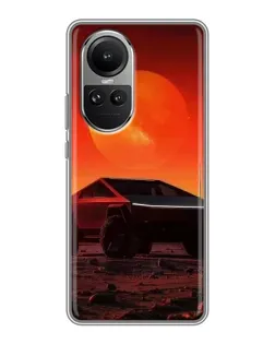 Чехол для OPPO Reno 10 с картинкой «Cybertruck на Марсе»