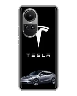 Чехол для OPPO Reno 10 с картинкой «Tesla Model Y»