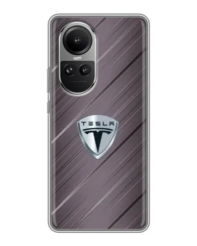 Чехол для OPPO Reno 10 с картинкой «Металлическая текстура Tesla»