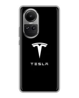 Чехол для OPPO Reno 10 с картинкой «Tesla White Logo»