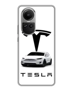Чехол для OPPO Reno 10 с картинкой «Tesla White Style»