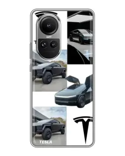 Чехол для OPPO Reno 10 с картинкой «Коллаж Cybertruck Tesla»