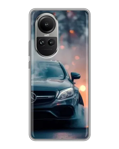 Чехол для OPPO Reno 10 с картинкой «Mercedes — ночной город»