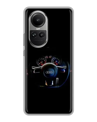 Чехол для OPPO Reno 10 с картинкой «Салон Audi — руль»