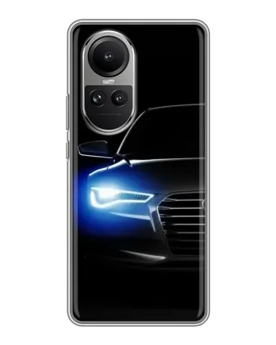Чехол для OPPO Reno 10 с картинкой «Неоновый взгляд Audi»